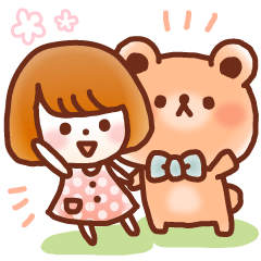 [LINEスタンプ] ふんわり♪じょし×くま